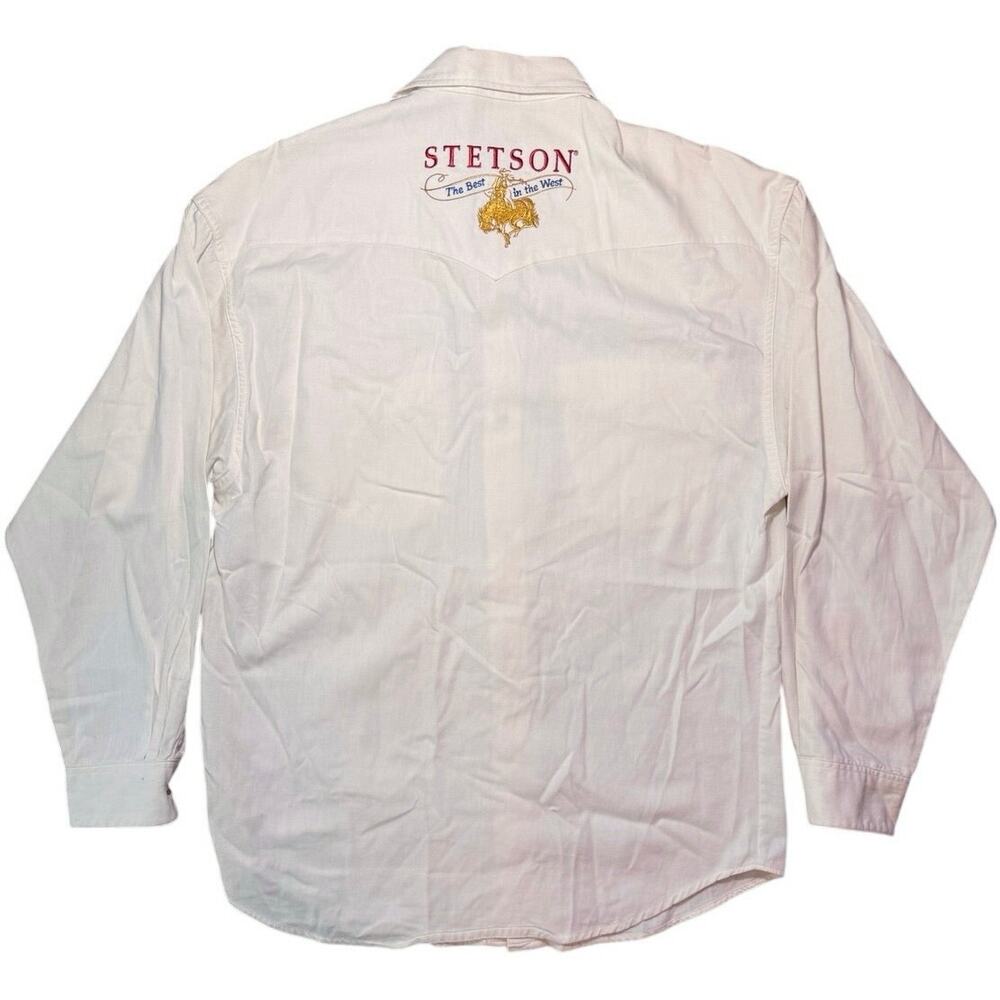 Vintage Stetson The Best In The West Embroidered Pearl Snap Shirt White Medium